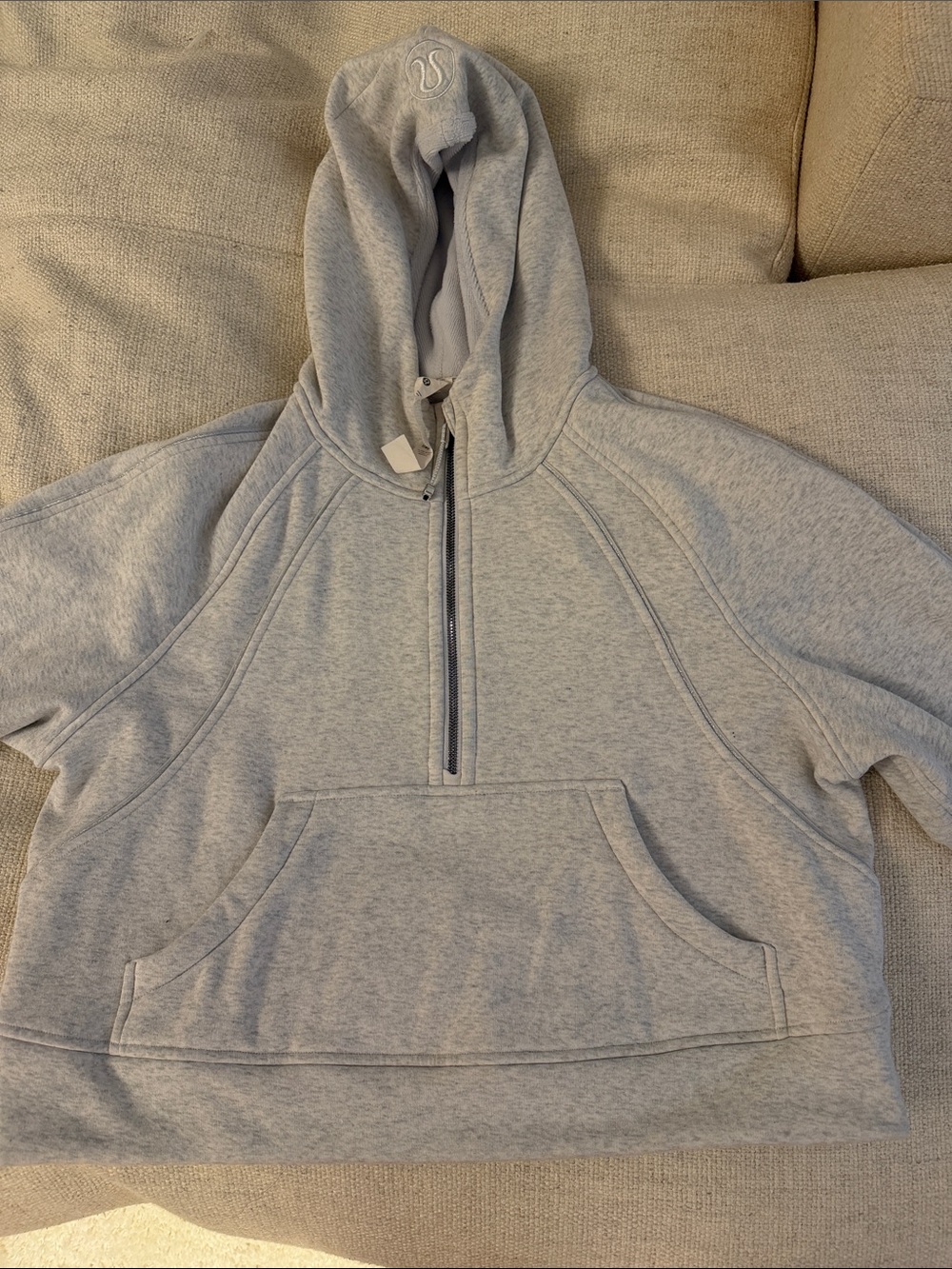 Lululemon Light Gray Half-Zip Scuba Hoodie w/ Sparkles